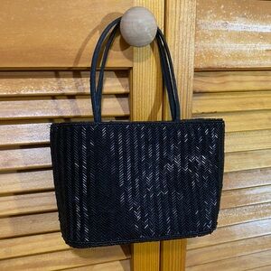 Vintage Far Nine: Mini, black-sequined handbag